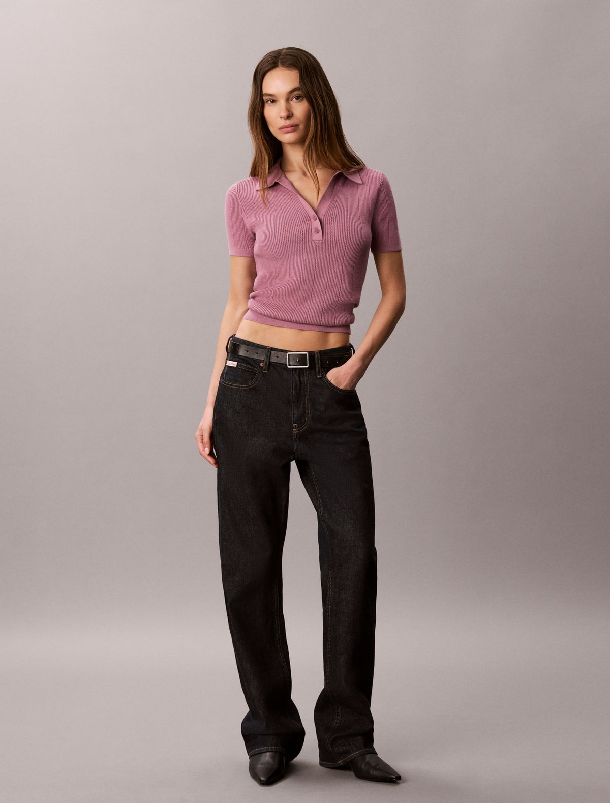 Calvin Klein Smooth Cotton Rib Polo Sweater