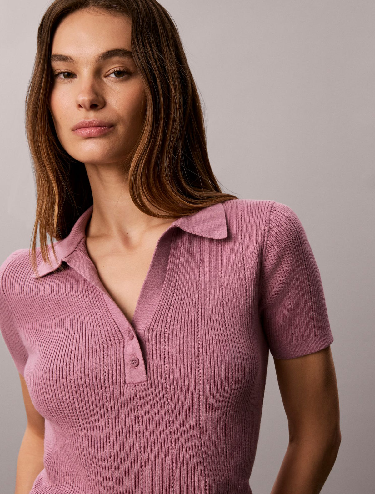 Calvin Klein Smooth Cotton Rib Polo Sweater