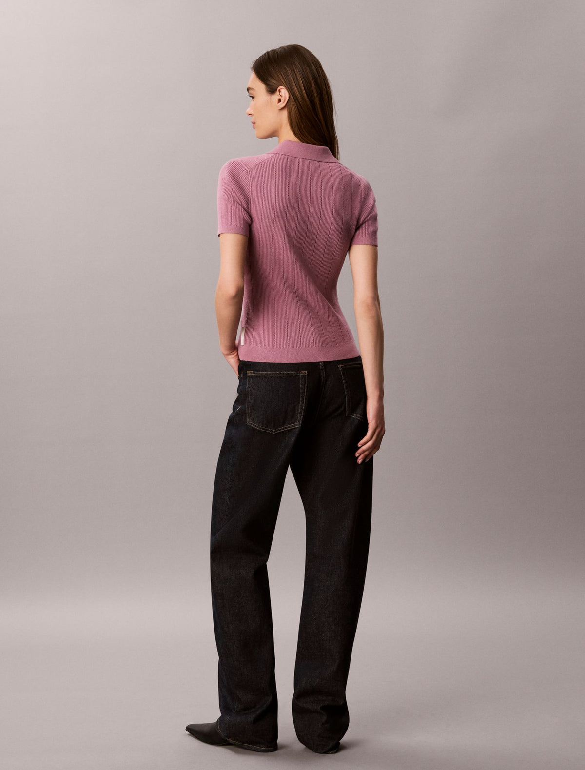 Calvin Klein Smooth Cotton Rib Polo Sweater