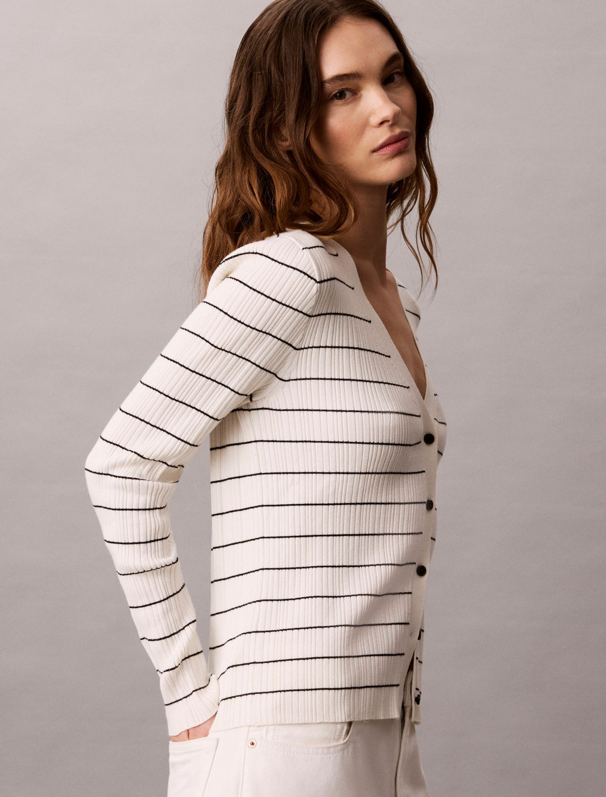 Calvin Klein Tech Knit Rib Stripe Cardigan