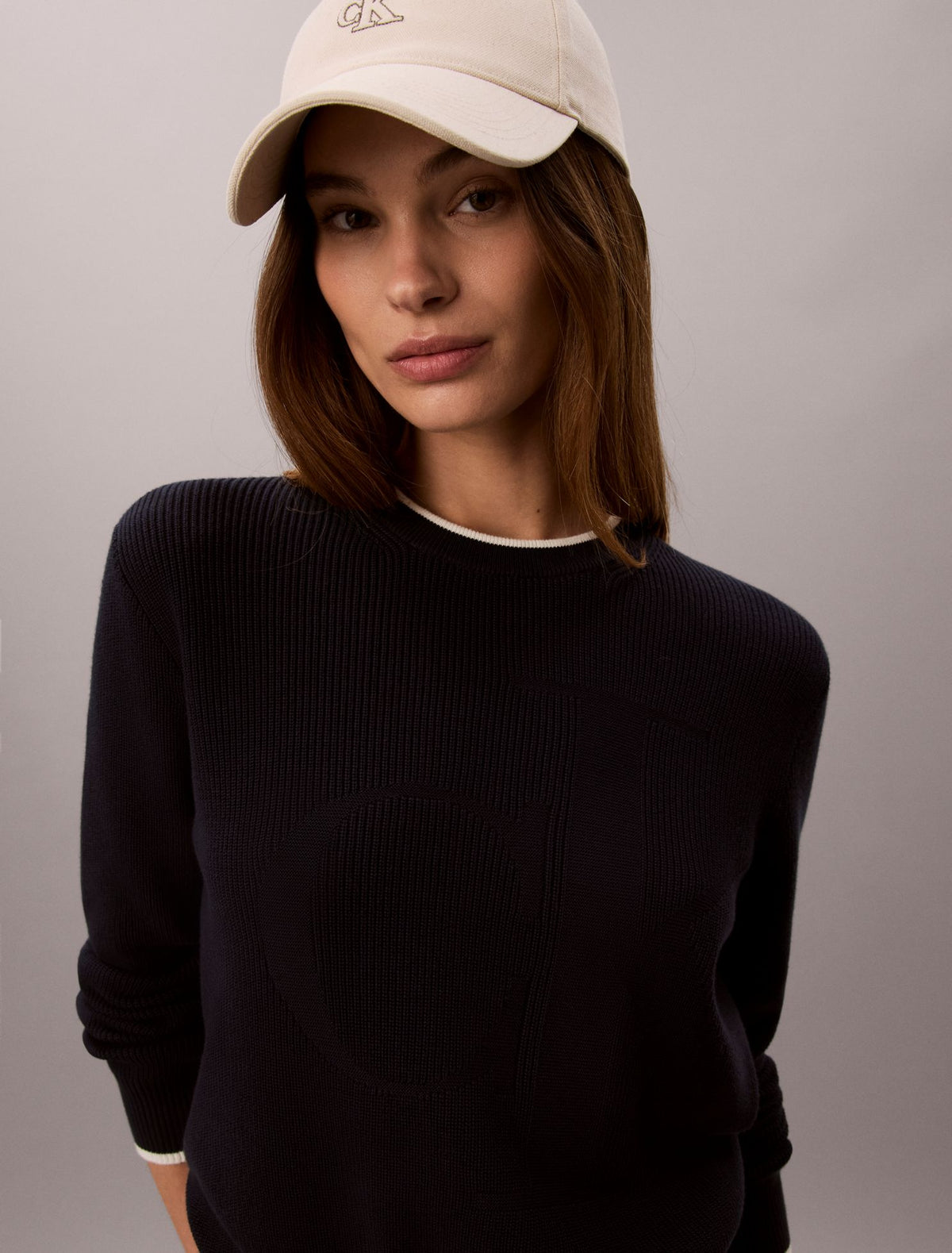 Calvin Klein Smooth Cotton Monogram Tipping Sweater