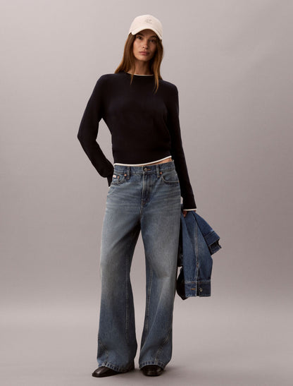 Calvin Klein Smooth Cotton Monogram Tipping Sweater