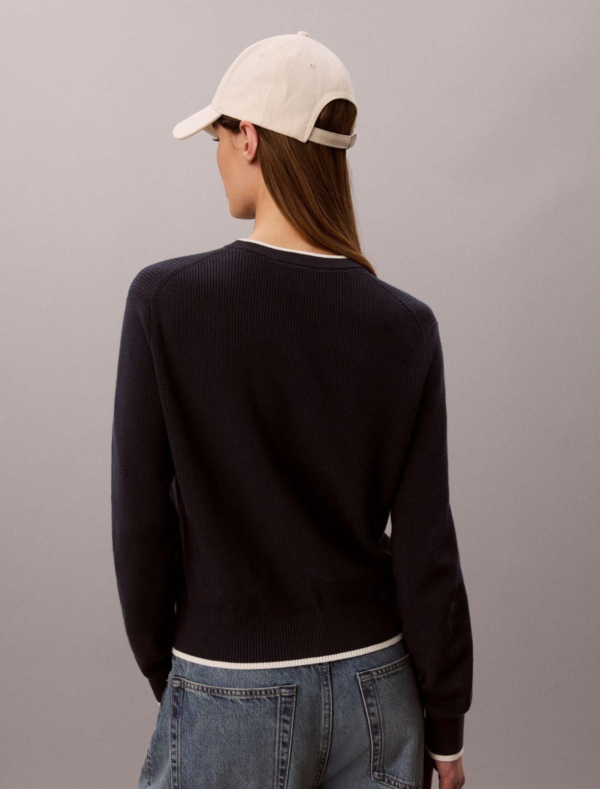 Calvin Klein Smooth Cotton Monogram Tipping Sweater