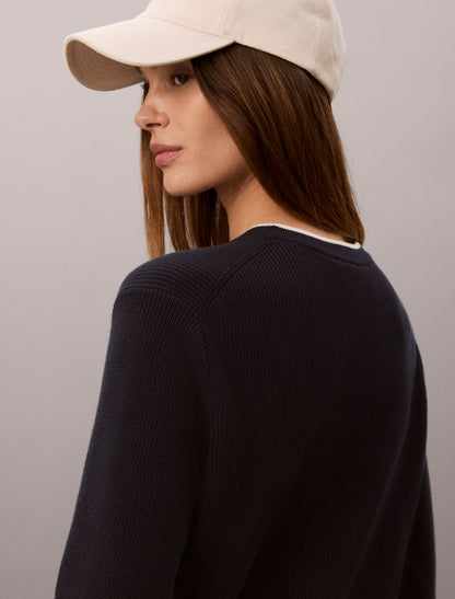 Calvin Klein Smooth Cotton Monogram Tipping Sweater