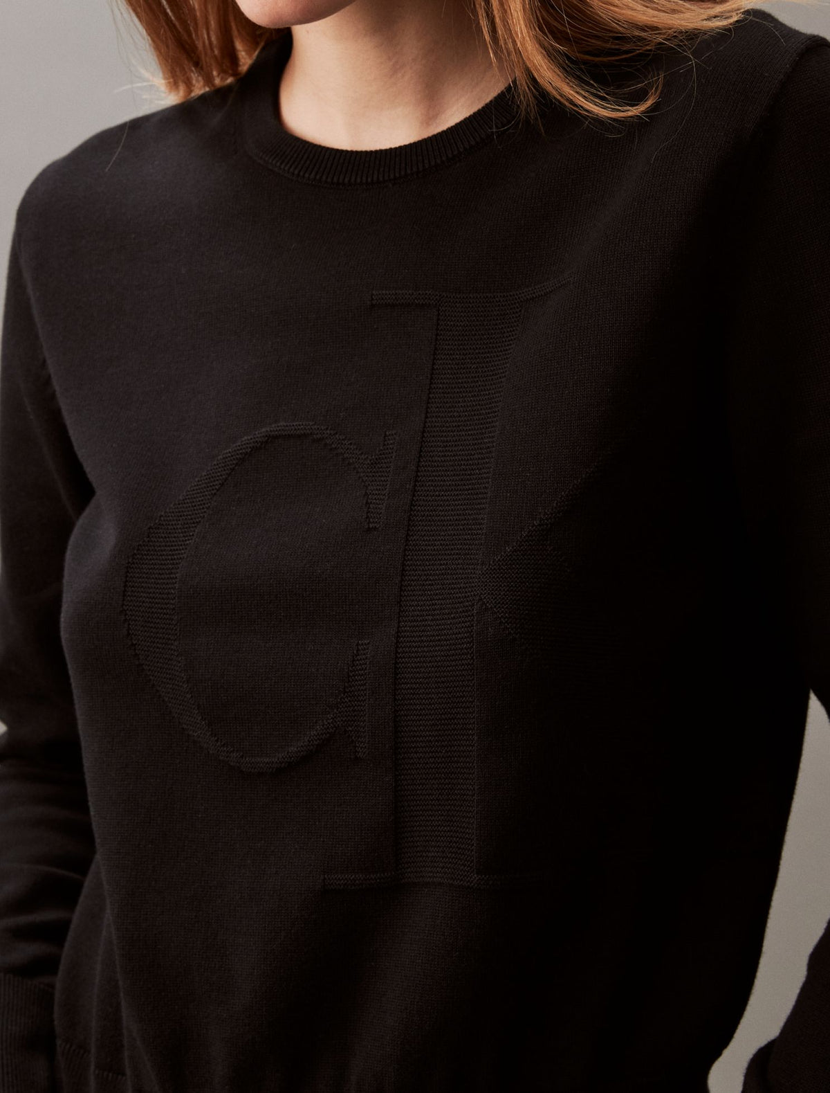Calvin Klein Smooth Cotton Relaxed Monogram Sweater