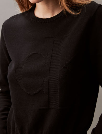 Calvin Klein Smooth Cotton Relaxed Monogram Sweater