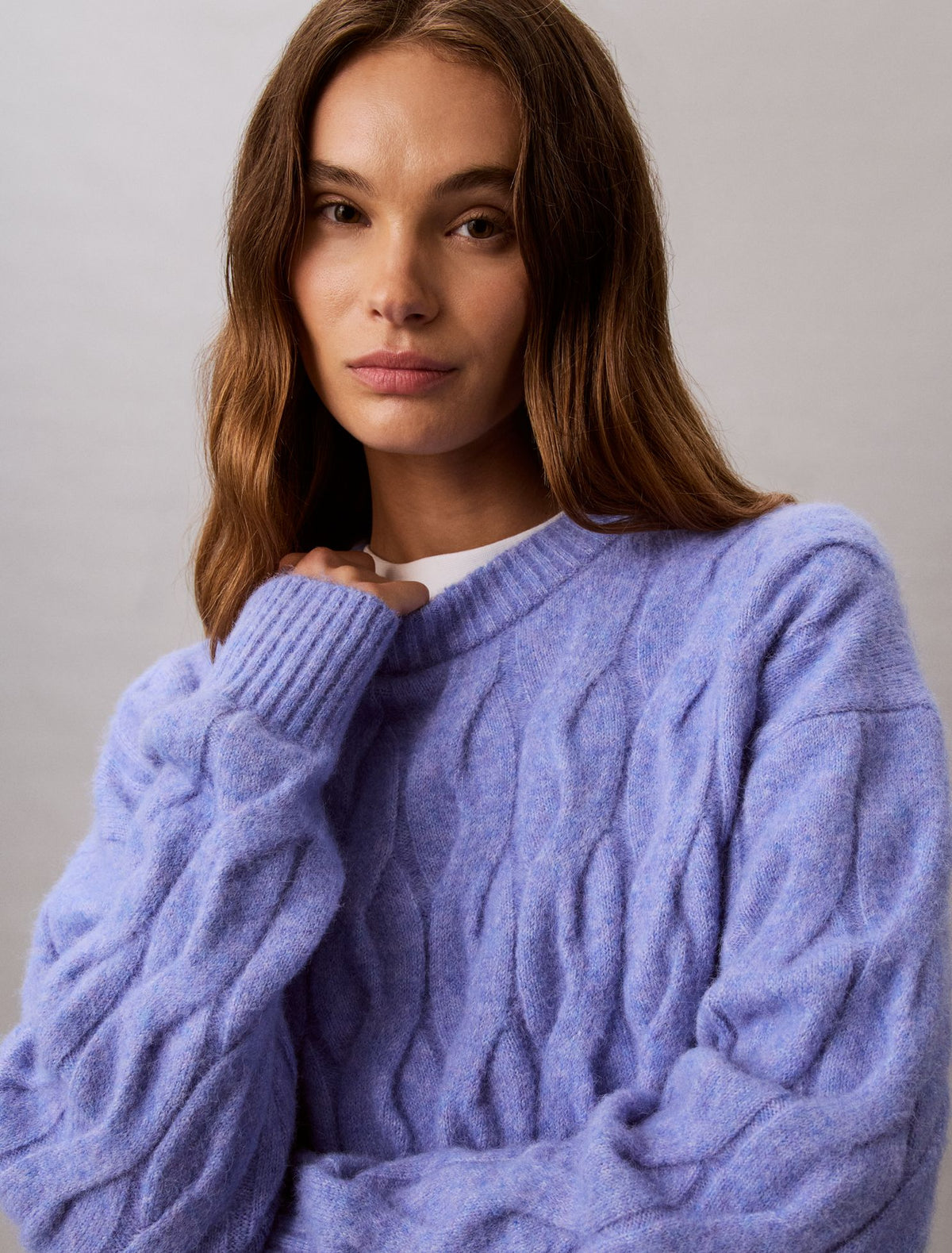 Calvin Klein Wool Blend Cable Knit Sweater