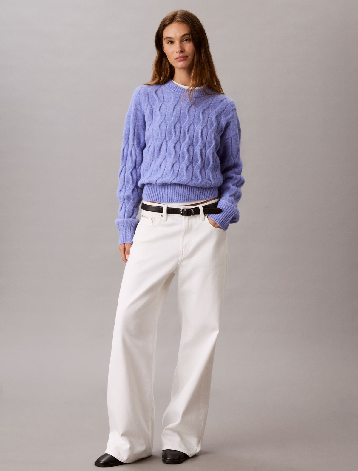 Calvin Klein Wool Blend Cable Knit Sweater