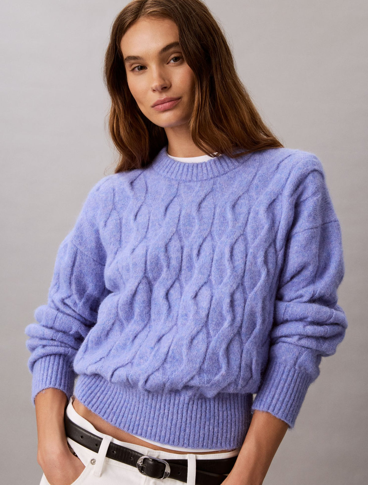 Calvin Klein Wool Blend Cable Knit Sweater