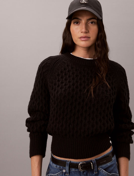 Calvin Klein Merino Wool Blend Cable Knit Sweater