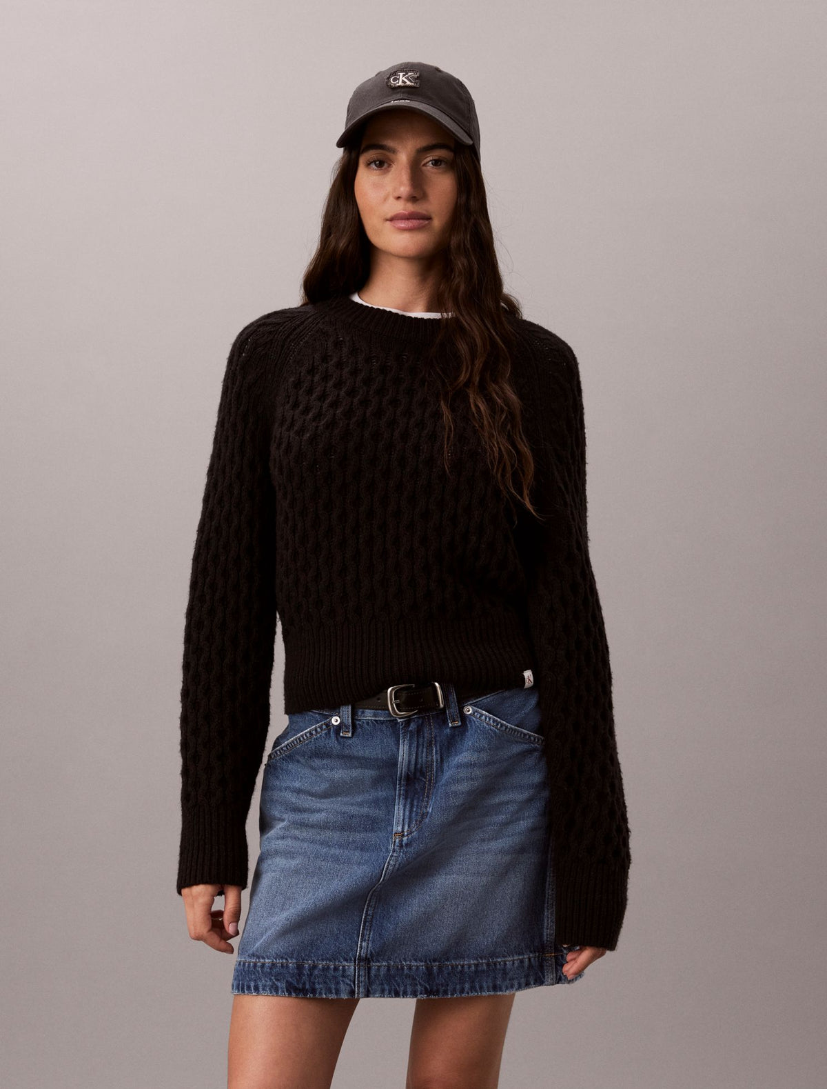 Calvin Klein Merino Wool Blend Cable Knit Sweater
