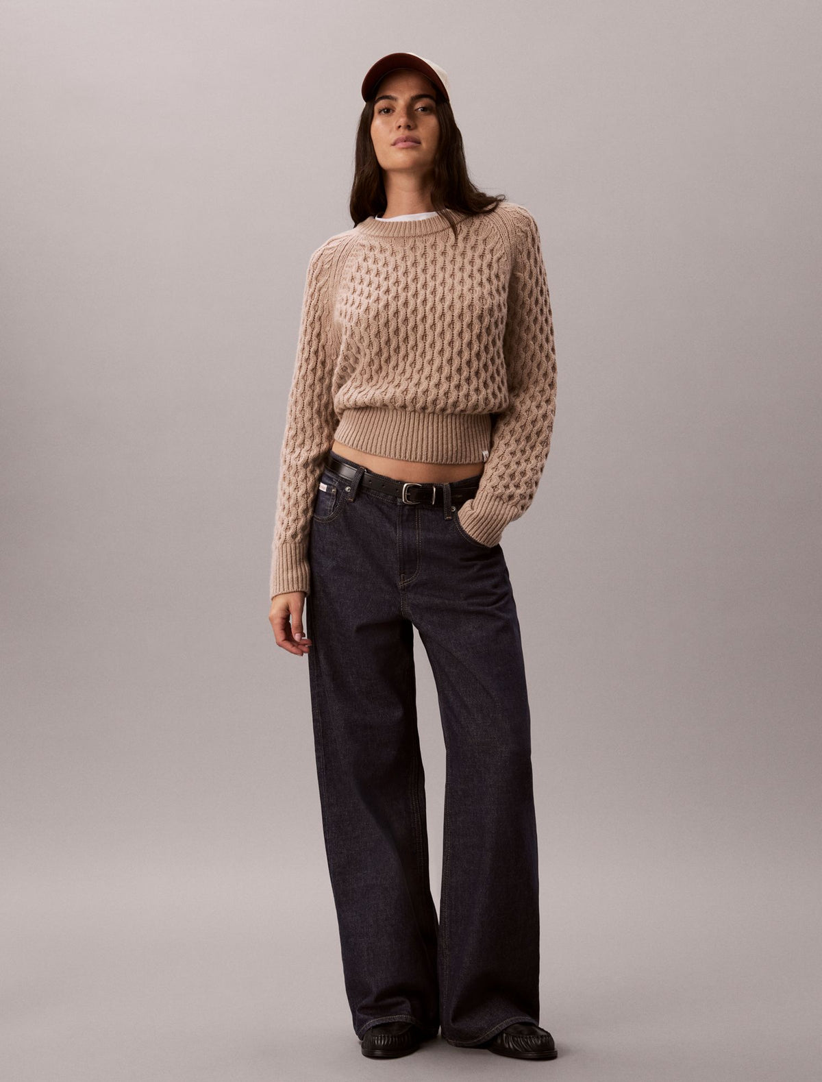 Calvin Klein Merino Wool Blend Cable Knit Sweater