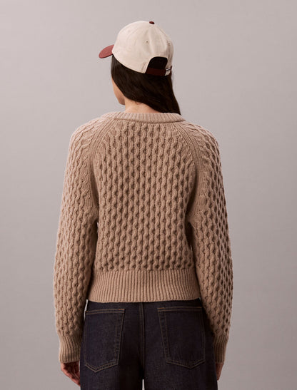 Calvin Klein Merino Wool Blend Cable Knit Sweater