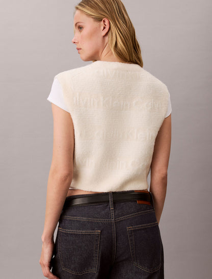 Calvin Klein Wool Blend Textured Logo Sweater Vest