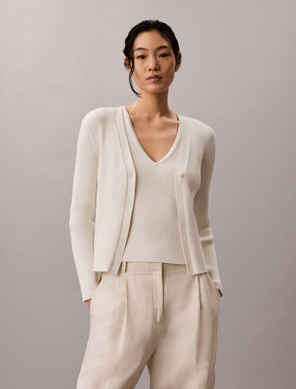 Calvin Klein Cotton Rib Cardigan and Tank Set