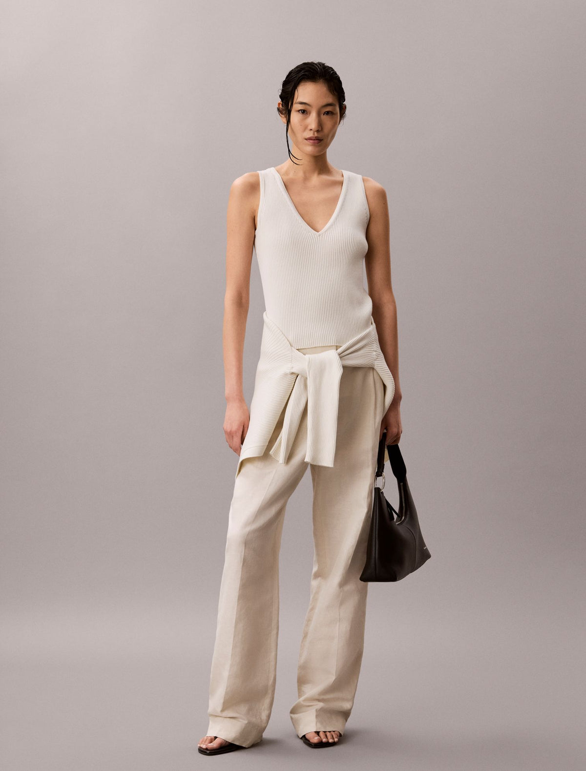 Calvin Klein Cotton Rib Cardigan and Tank Set