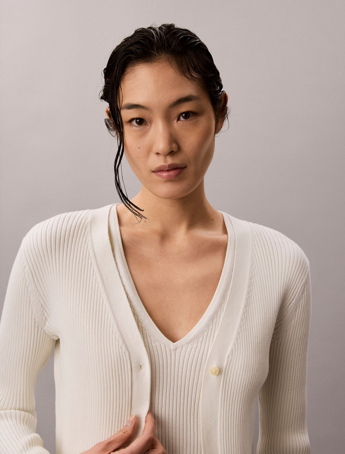 Calvin Klein Cotton Rib Cardigan and Tank Set