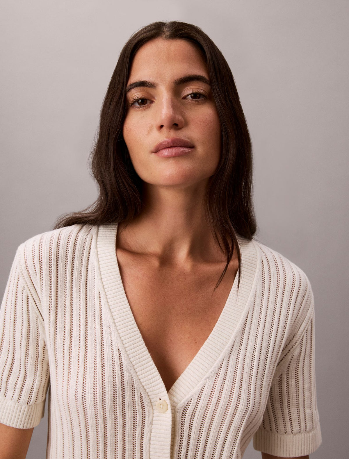 Calvin Klein Open Stitch Button-Down Sweater
