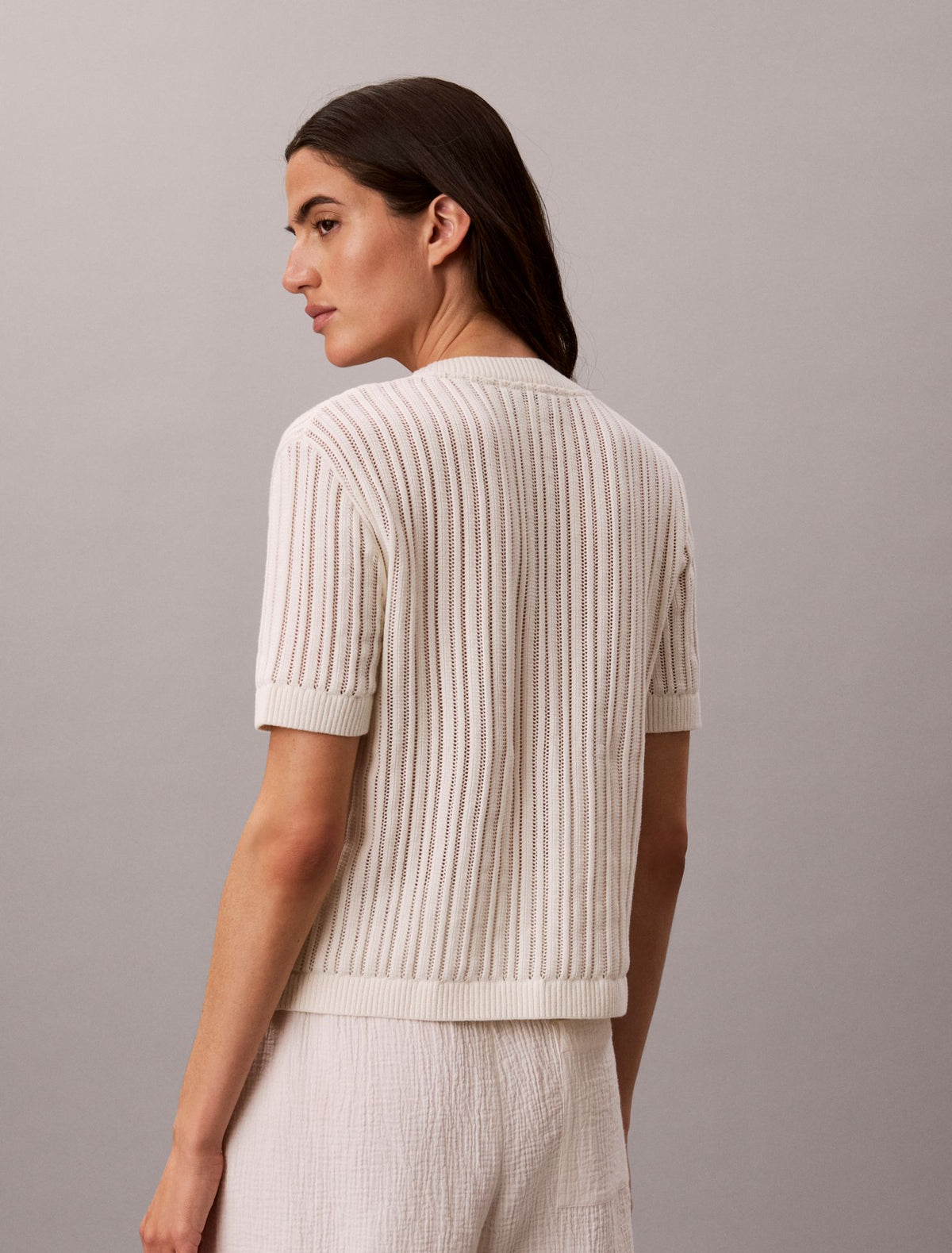 Calvin Klein Open Stitch Button-Down Sweater