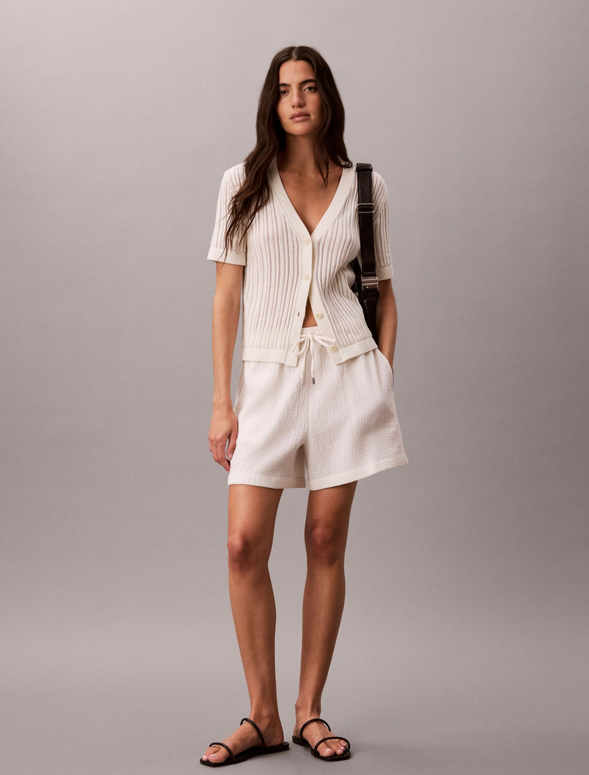Calvin Klein Open Stitch Button-Down Sweater