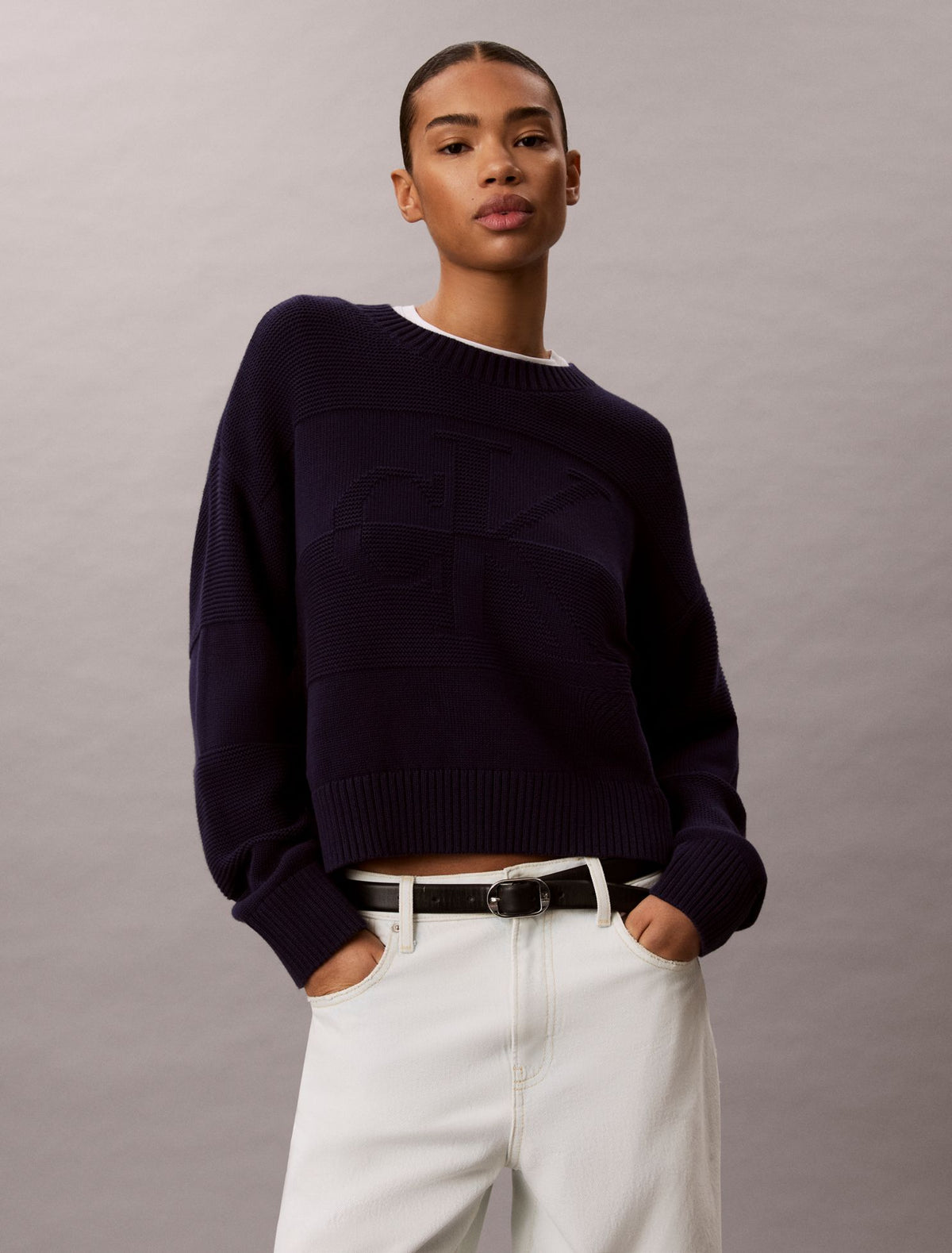 Calvin Klein Textured Monogram Relaxed Sweater