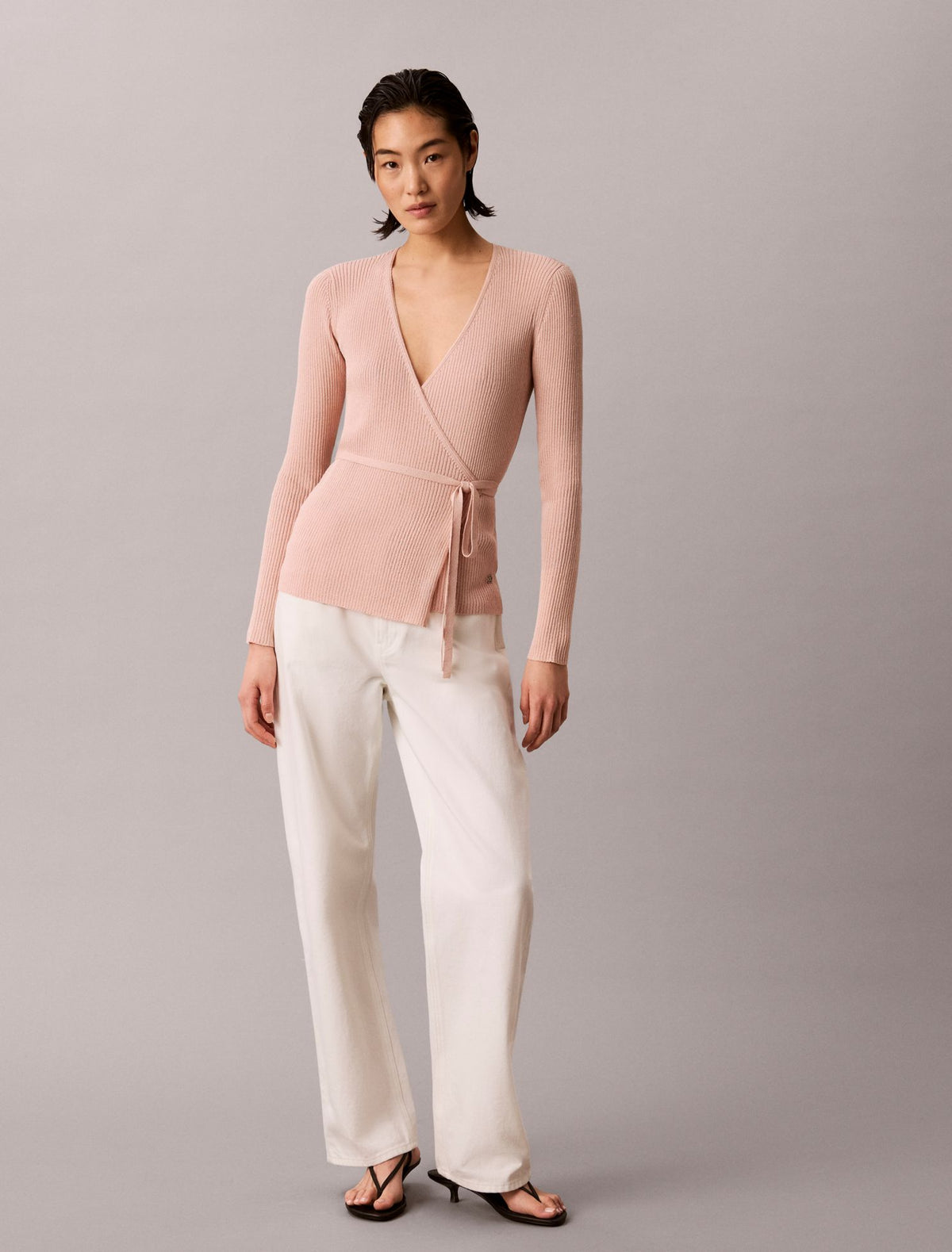 Calvin Klein Linen Blend Wrap Sweater