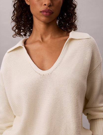 Calvin Klein Textured Relaxed Polo Sweater