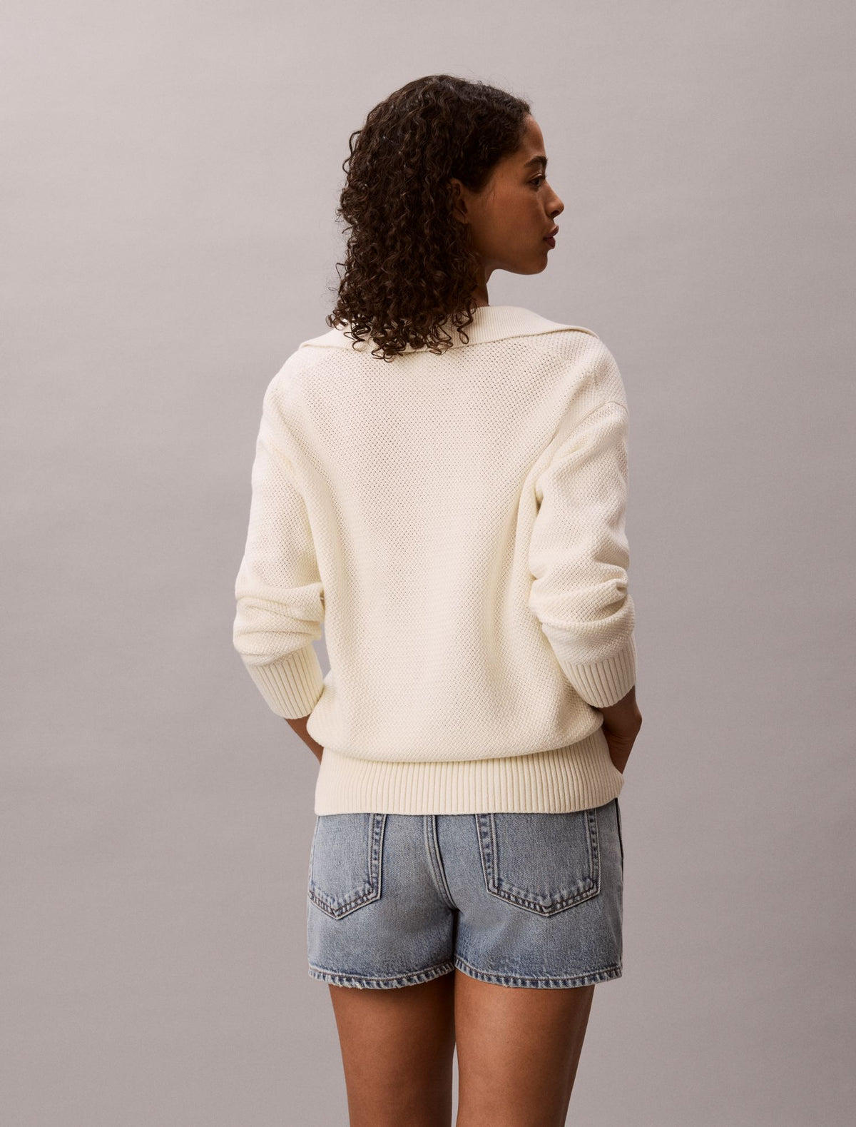 Calvin Klein Textured Relaxed Polo Sweater