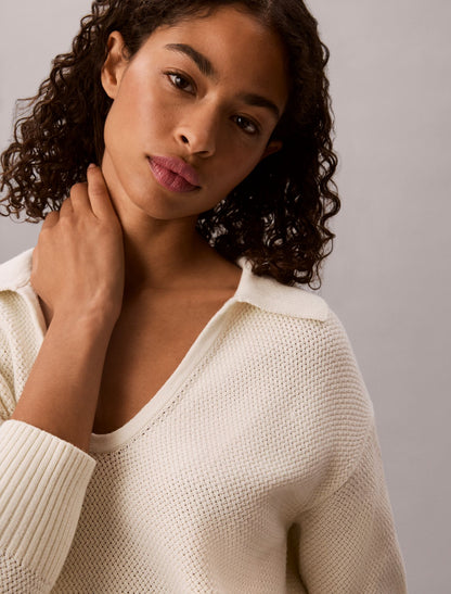 Calvin Klein Textured Relaxed Polo Sweater