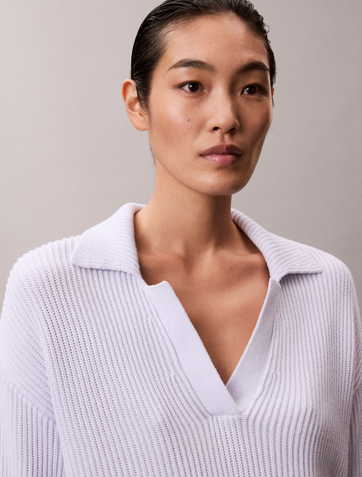 Calvin Klein Smooth Cotton Relaxed Polo Sweater
