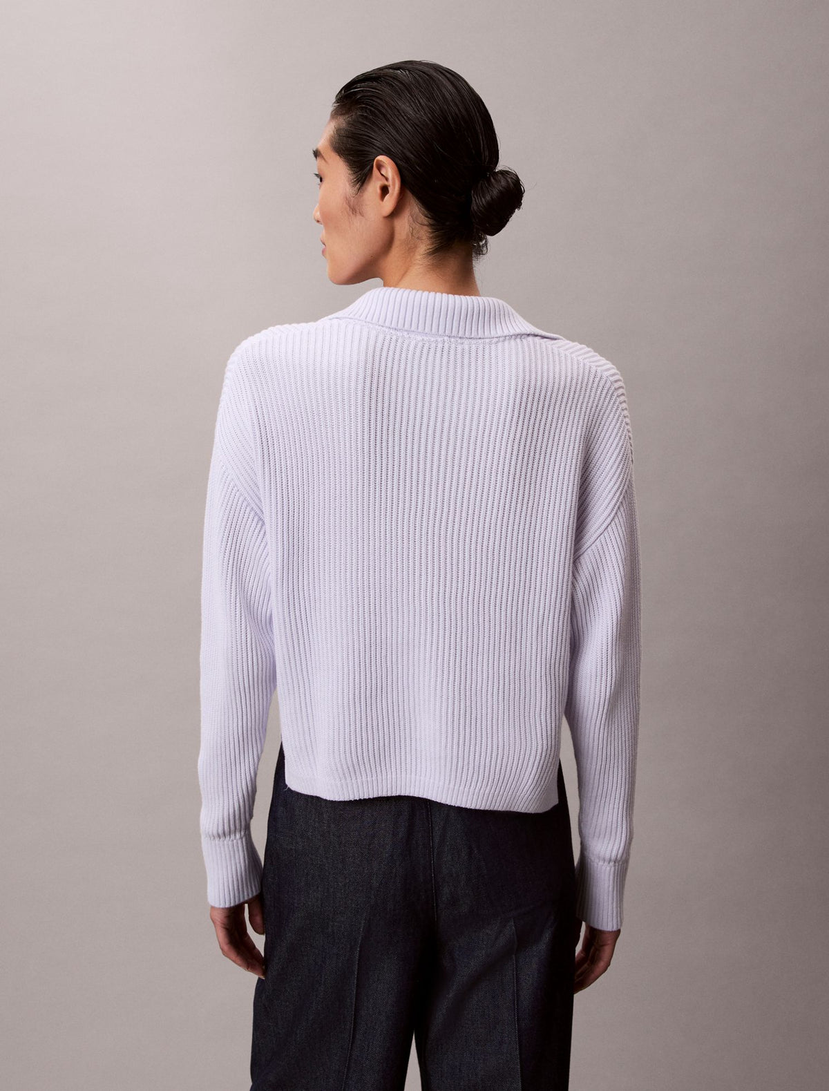 Calvin Klein Smooth Cotton Relaxed Polo Sweater