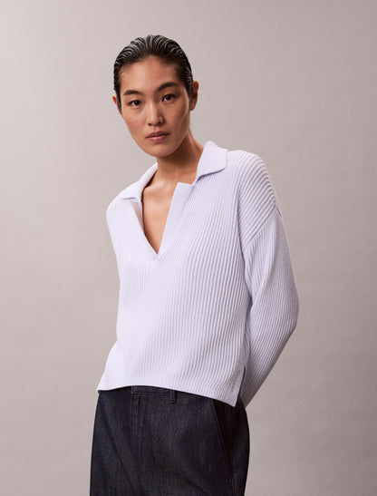 Calvin Klein Smooth Cotton Relaxed Polo Sweater