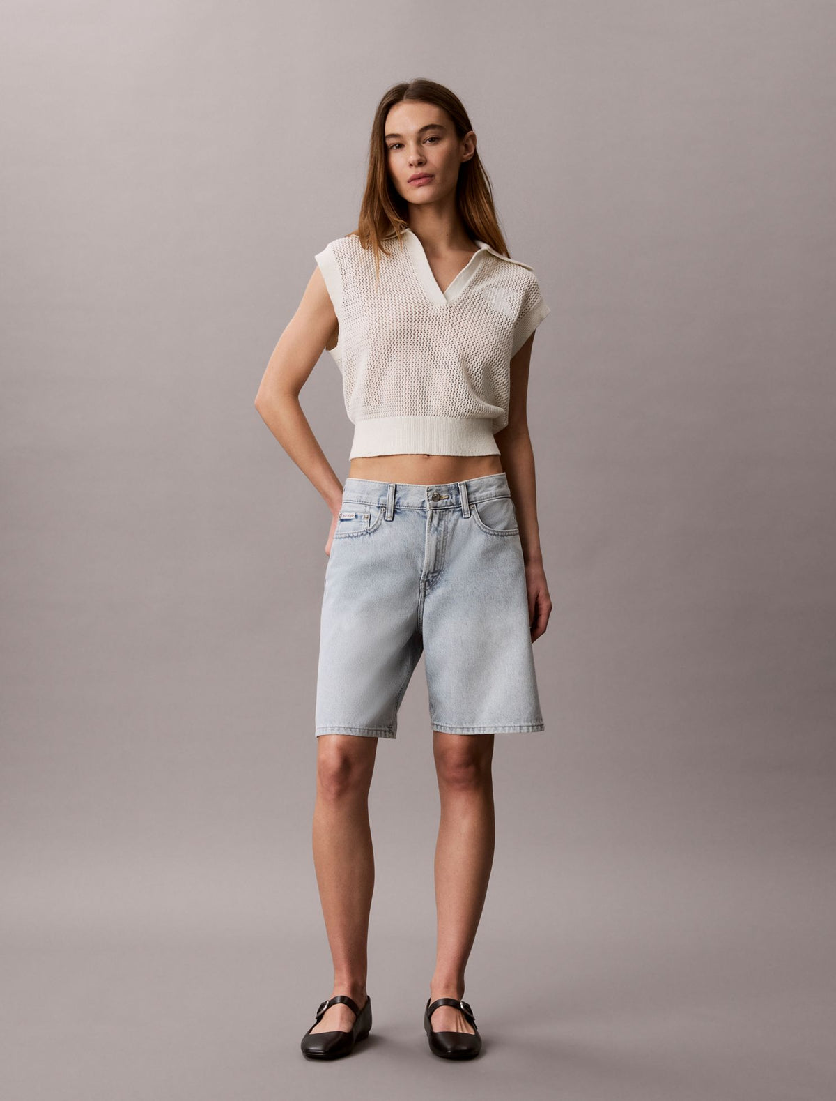Calvin Klein Monogram Crochet Cropped Top