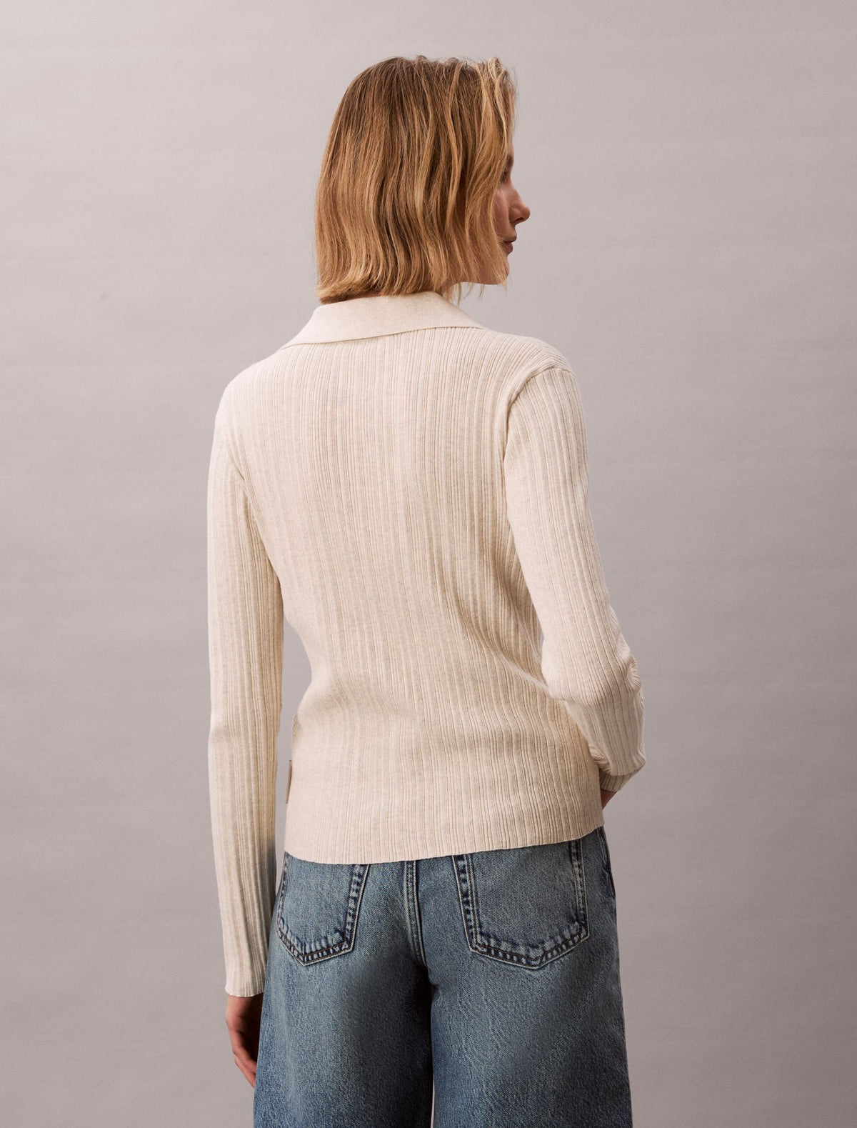 Calvin Klein Smooth Cotton Rib Polo Cardigan