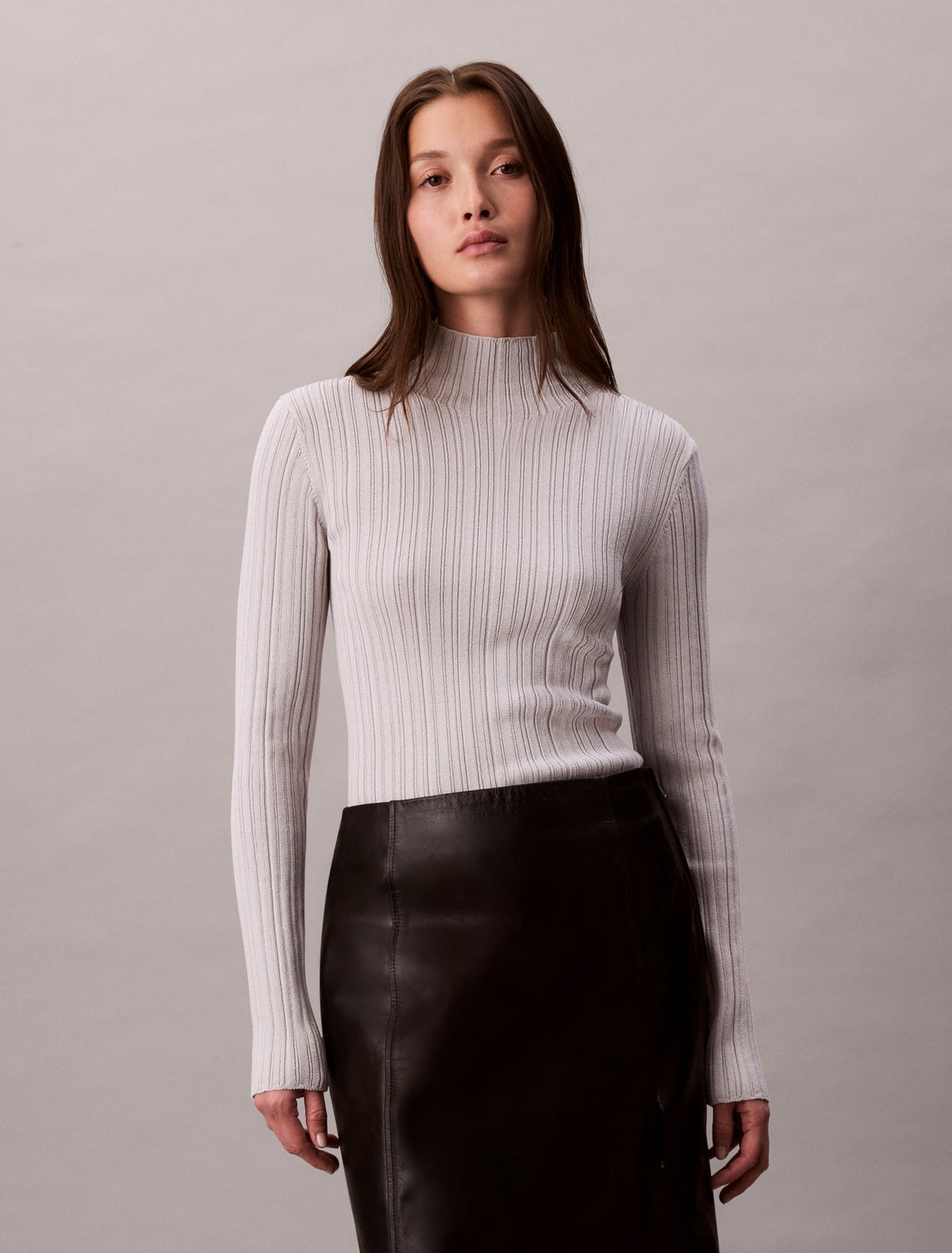 Calvin Klein Viscose Blend Rib Mock Neck Sweater