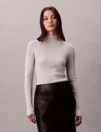 Calvin Klein Viscose Blend Rib Mock Neck Sweater