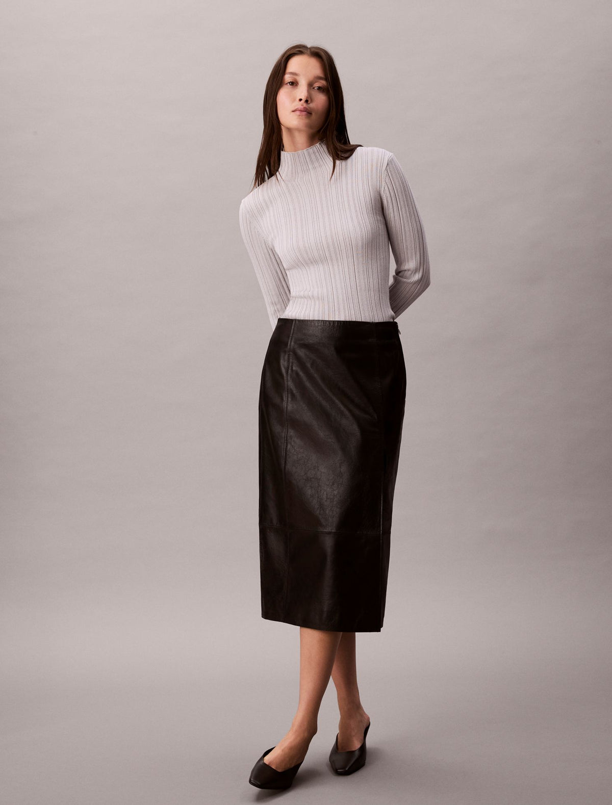Calvin Klein Viscose Blend Rib Mock Neck Sweater