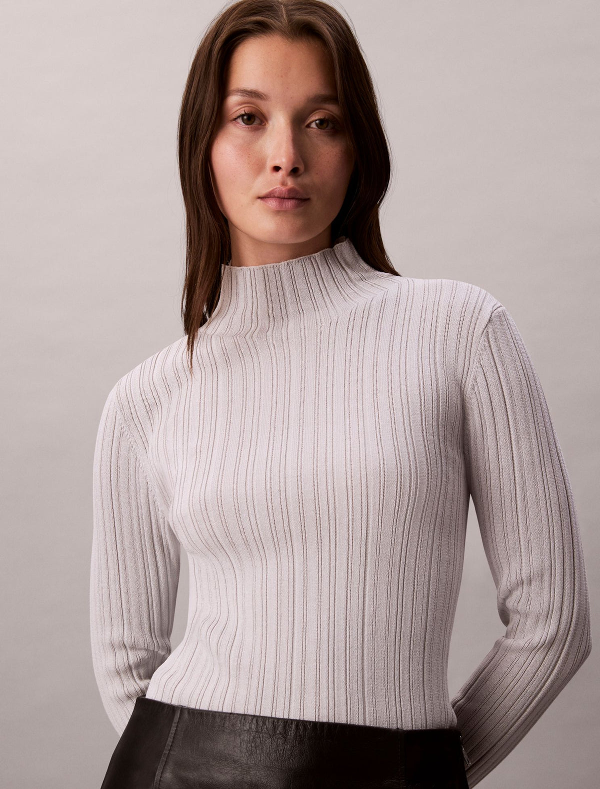 Calvin Klein Viscose Blend Rib Mock Neck Sweater