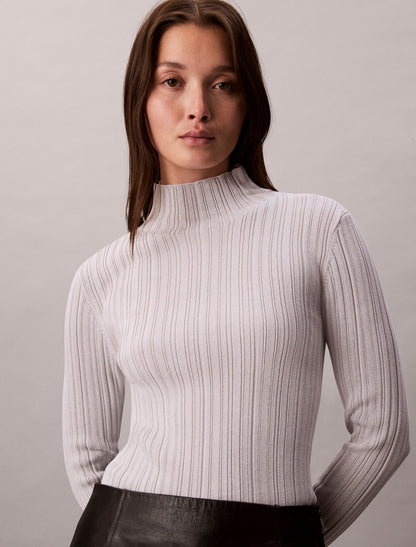 Calvin Klein Viscose Blend Rib Mock Neck Sweater