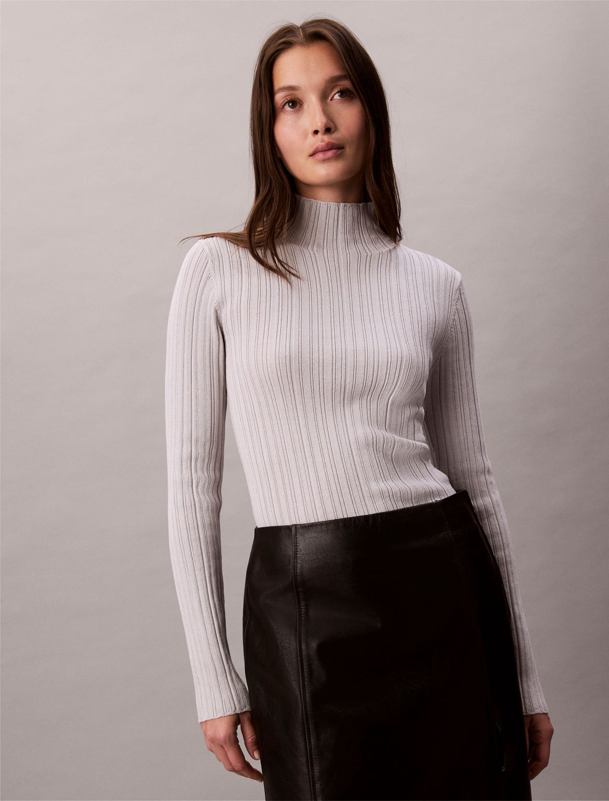 Calvin Klein Viscose Blend Rib Mock Neck Sweater