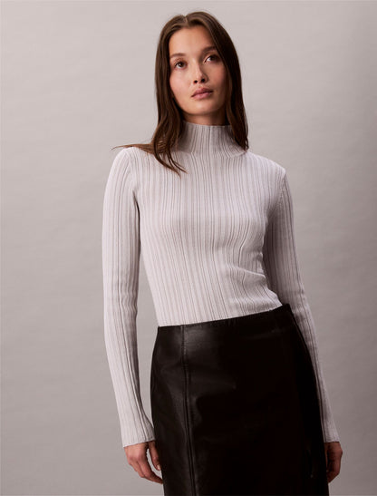 Calvin Klein Viscose Blend Rib Mock Neck Sweater