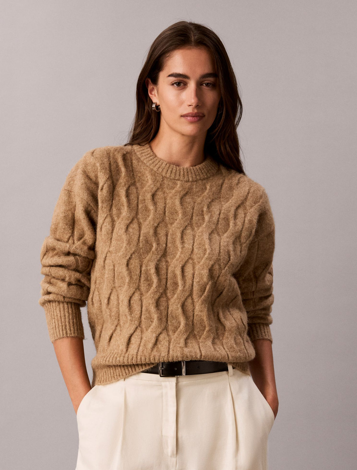Calvin Klein Wool Blend Cable Knit Sweater