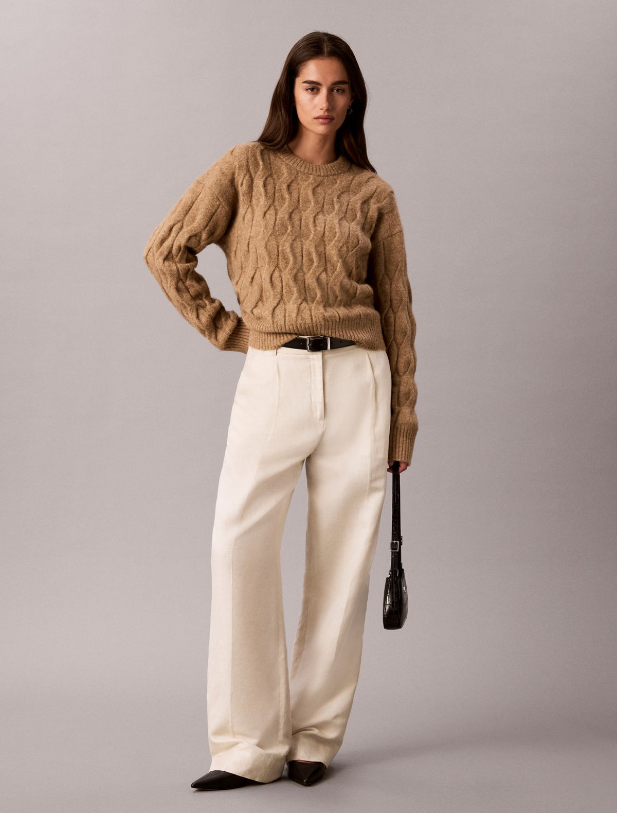 Calvin Klein Wool Blend Cable Knit Sweater
