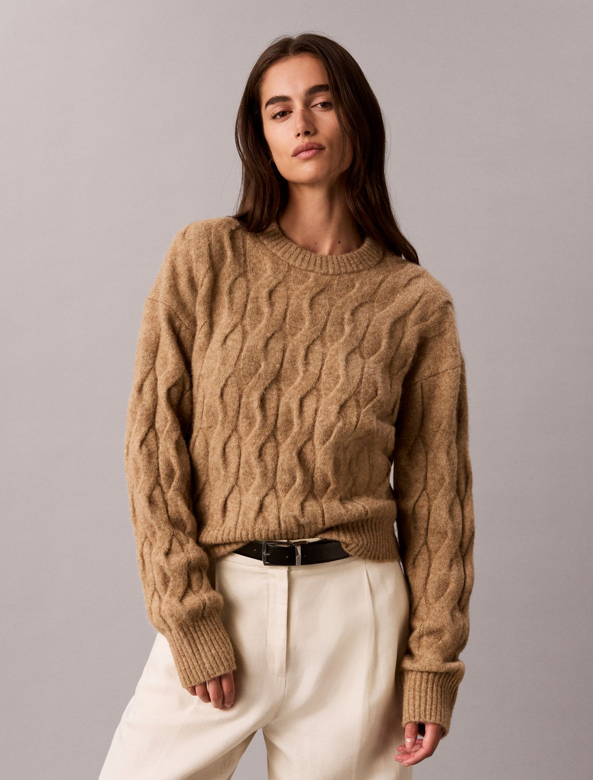 Calvin Klein Wool Blend Cable Knit Sweater