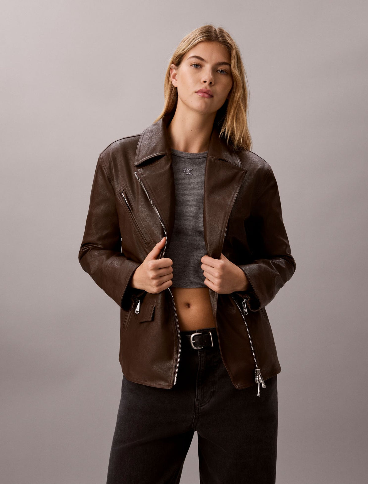 Calvin Klein Faux Leather Motorcycle Jacket