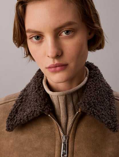 Calvin Klein Faux Shearling Aviator Jacket