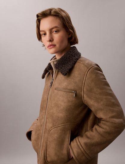 Calvin Klein Faux Shearling Aviator Jacket