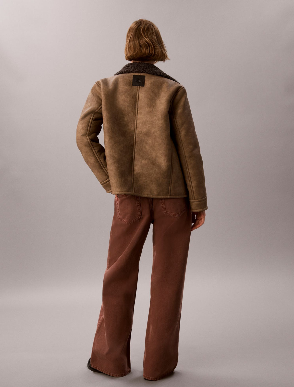 Calvin Klein Faux Shearling Aviator Jacket
