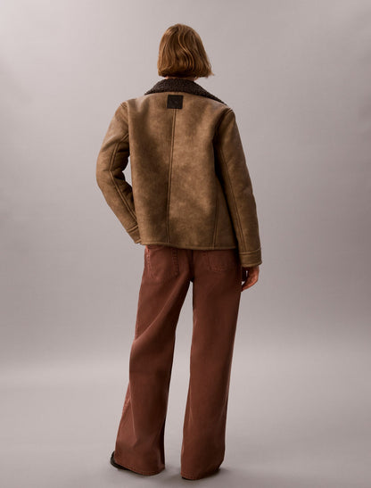 Calvin Klein Faux Shearling Aviator Jacket