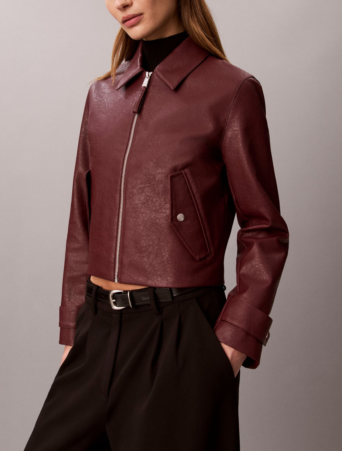 Calvin Klein Faux Leather Moto Jacket